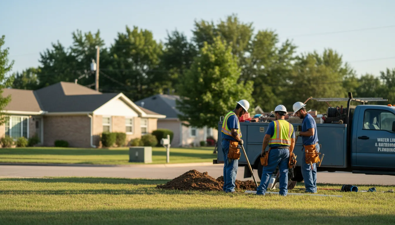 Residential water line and bathroom plumbing service in Hydro, OK
